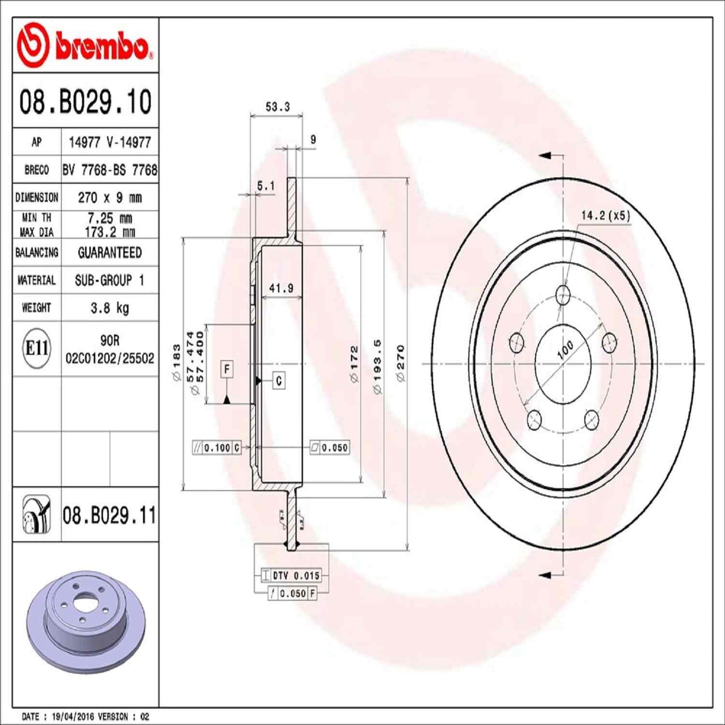 Brembo Disc Brake Rotor 08.B029.11