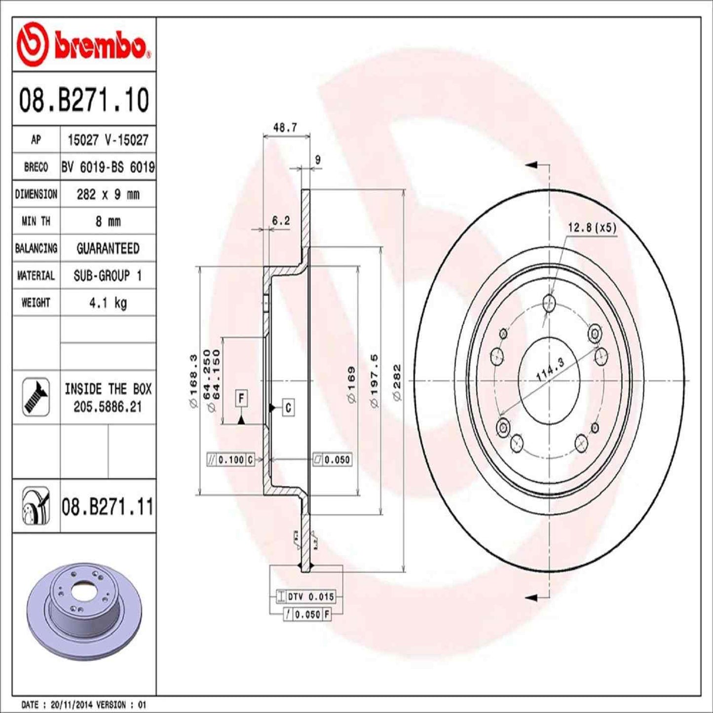 Brembo Disc Brake Rotor 08.B271.11