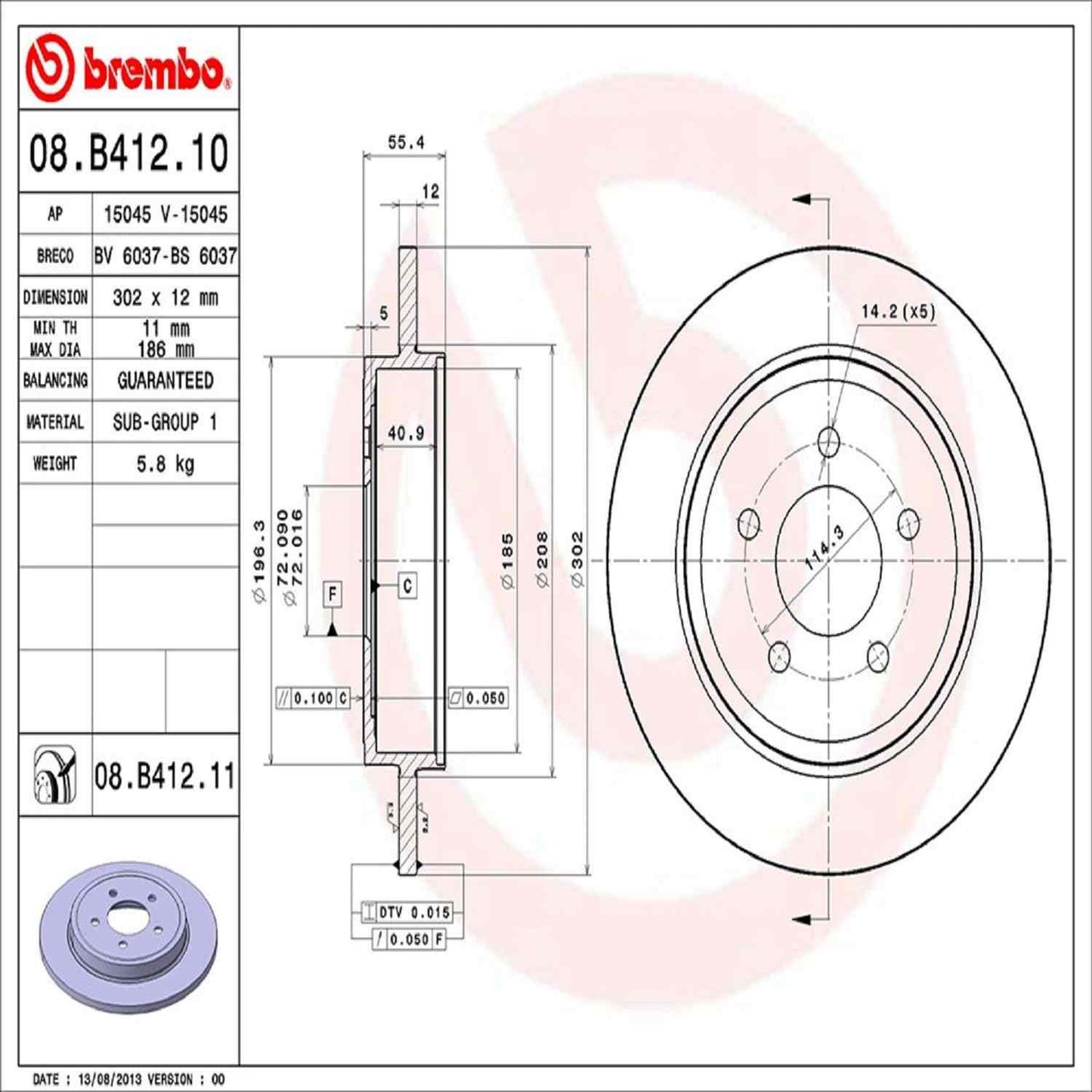Brembo Disc Brake Rotor 08.B412.11