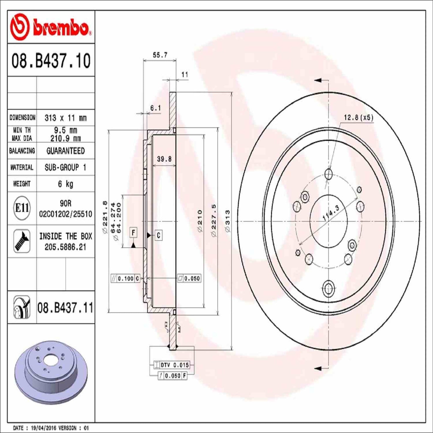 Brembo Disc Brake Rotor 08.B437.11