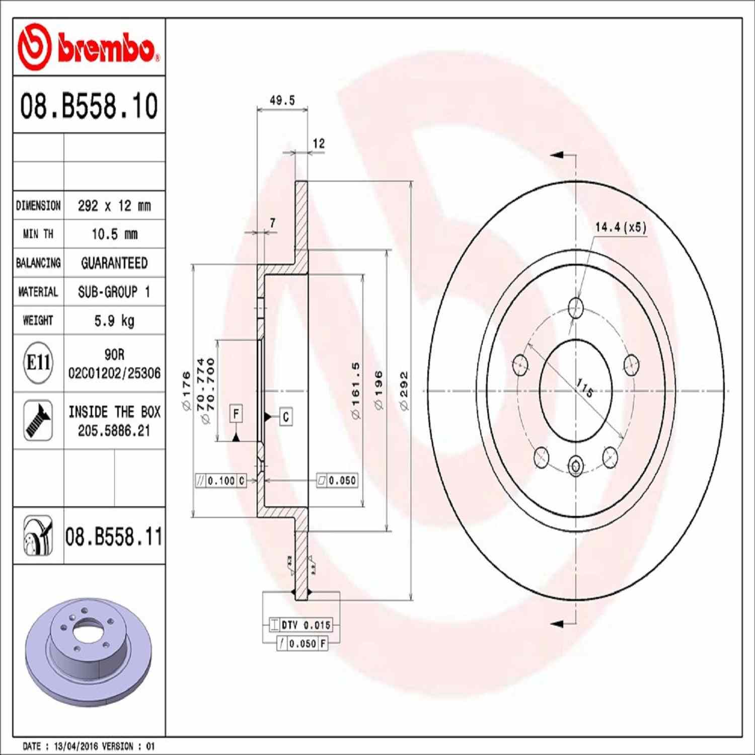 Brembo Disc Brake Rotor 08.B558.11