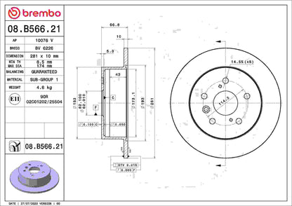 Brembo Disc Brake Rotor 08.B566.21