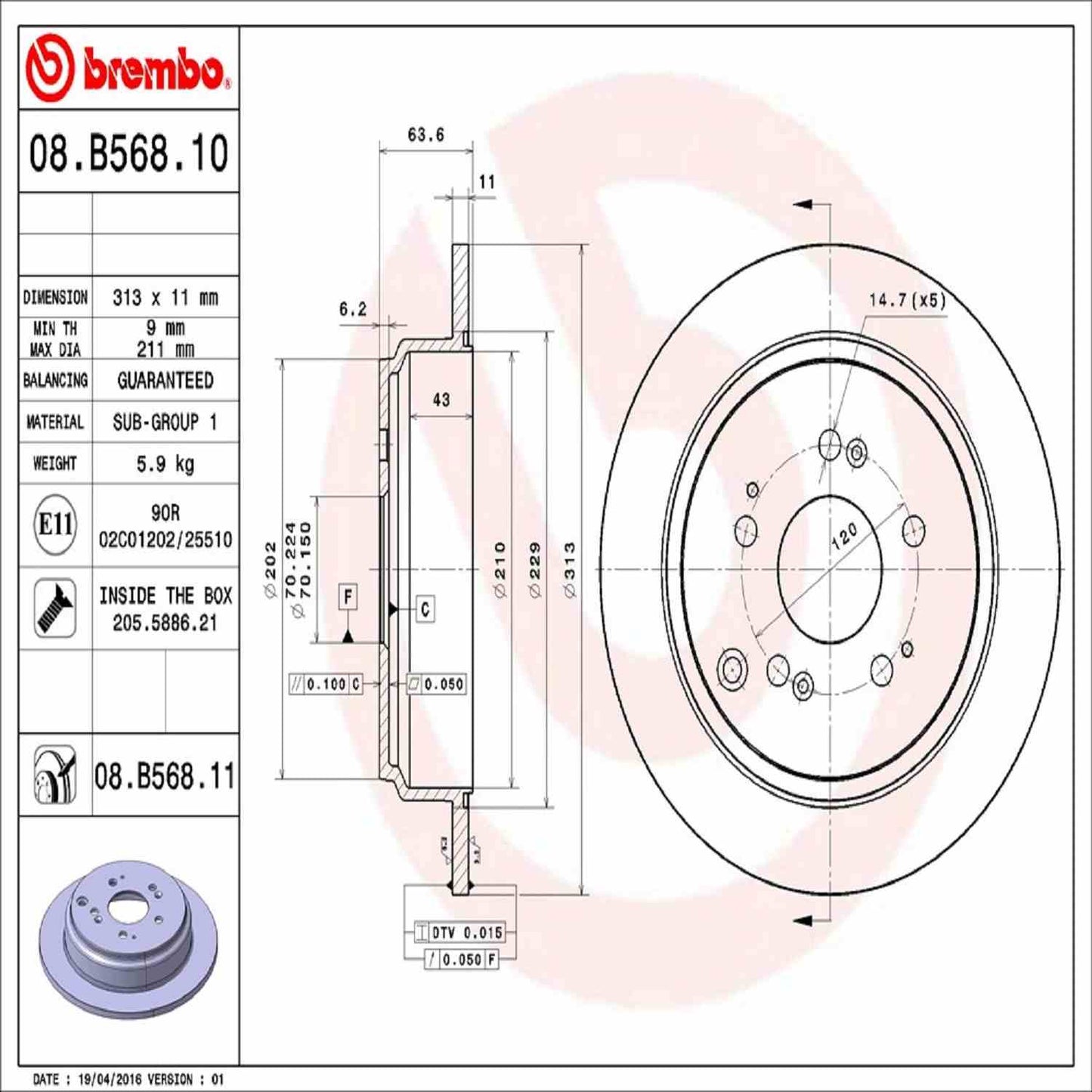 Brembo Disc Brake Rotor 08.B568.11
