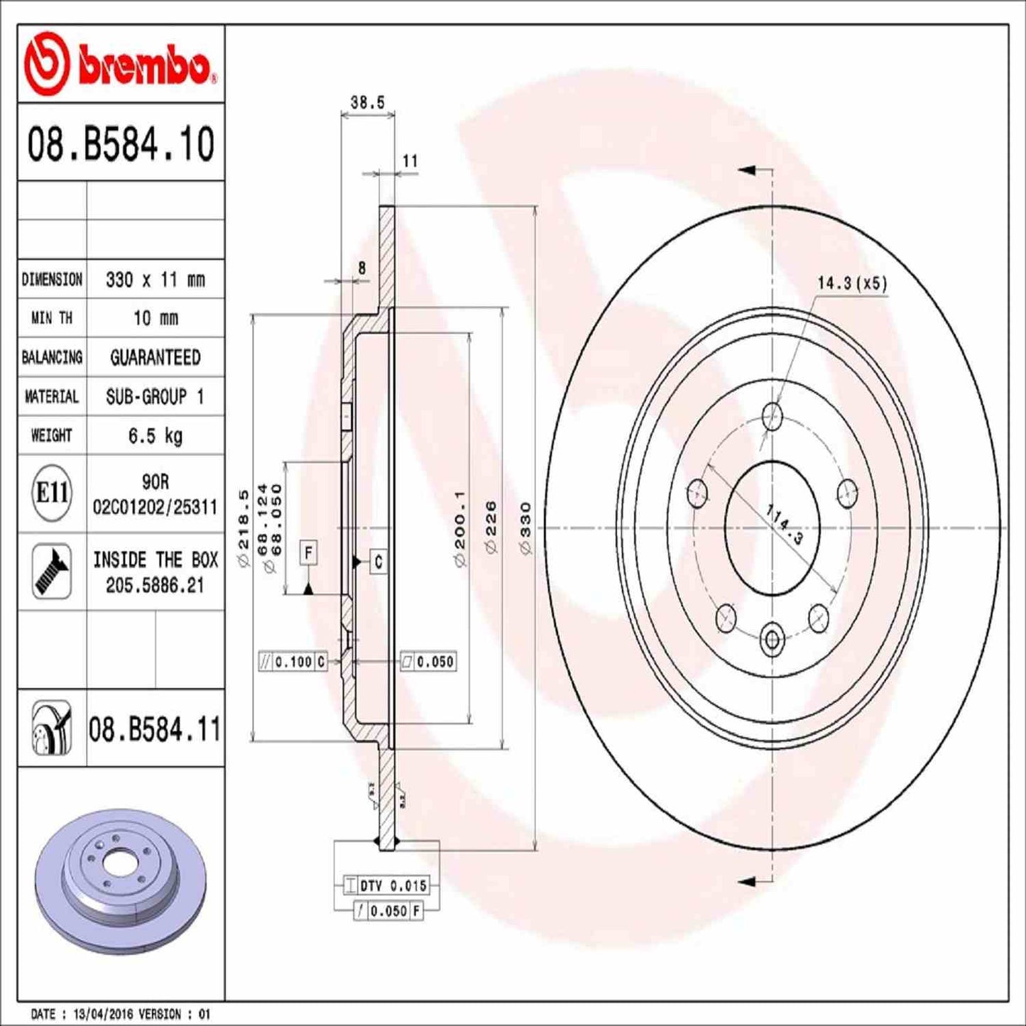 Brembo Disc Brake Rotor 08.B584.11