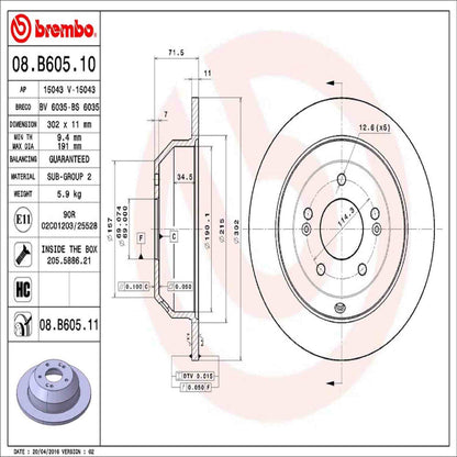 Brembo Disc Brake Rotor 08.B605.11