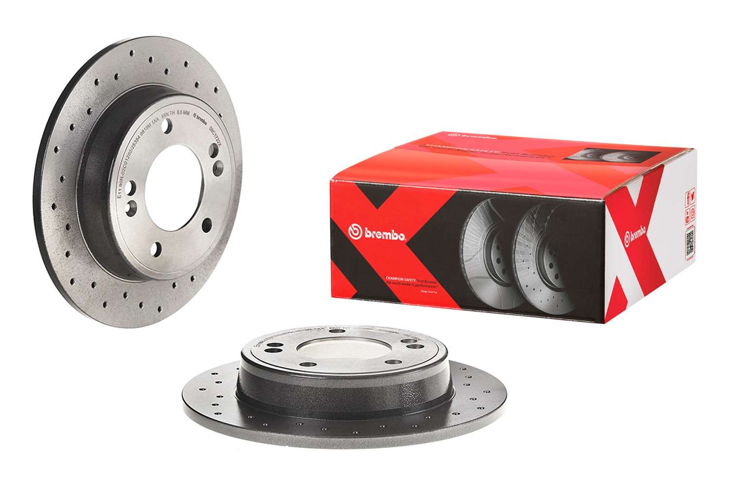 Brembo OE Brembo 11-20 Hyundai Elantra/13-14 Elantra Coupe Rear Premium Xtra Cross Drilled UV Coated Rotor 08.C172.2X