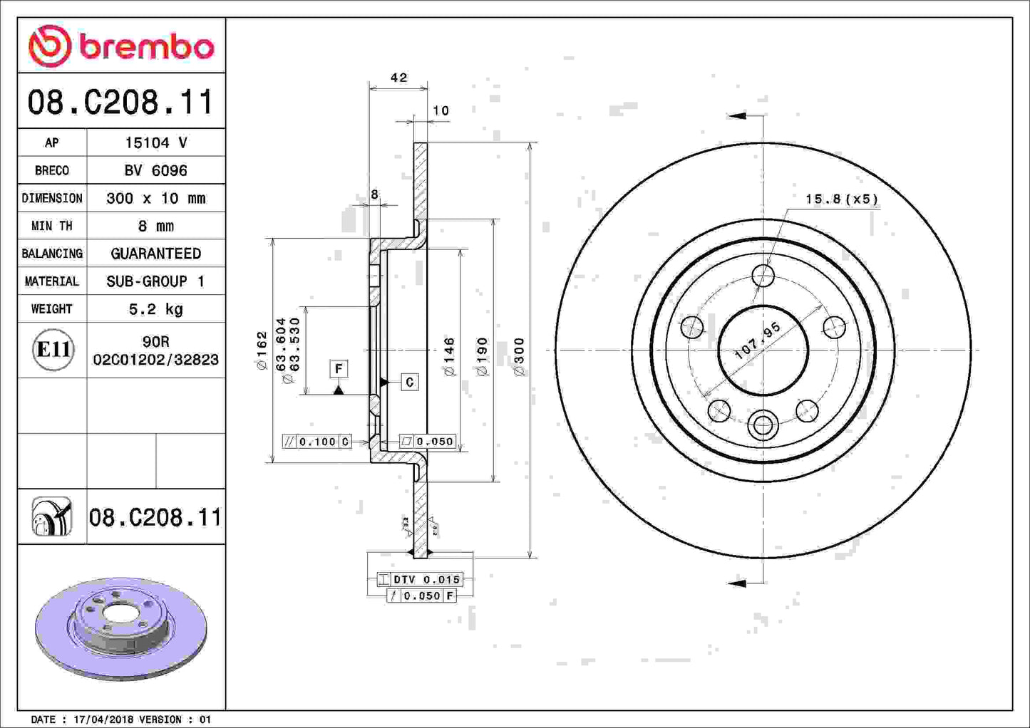 Brembo Disc Brake Rotor 08.C208.11
