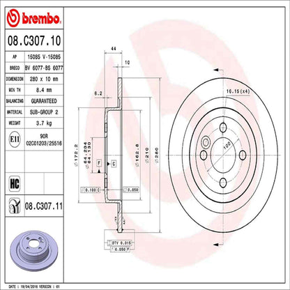 Brembo Disc Brake Rotor 08.C307.11