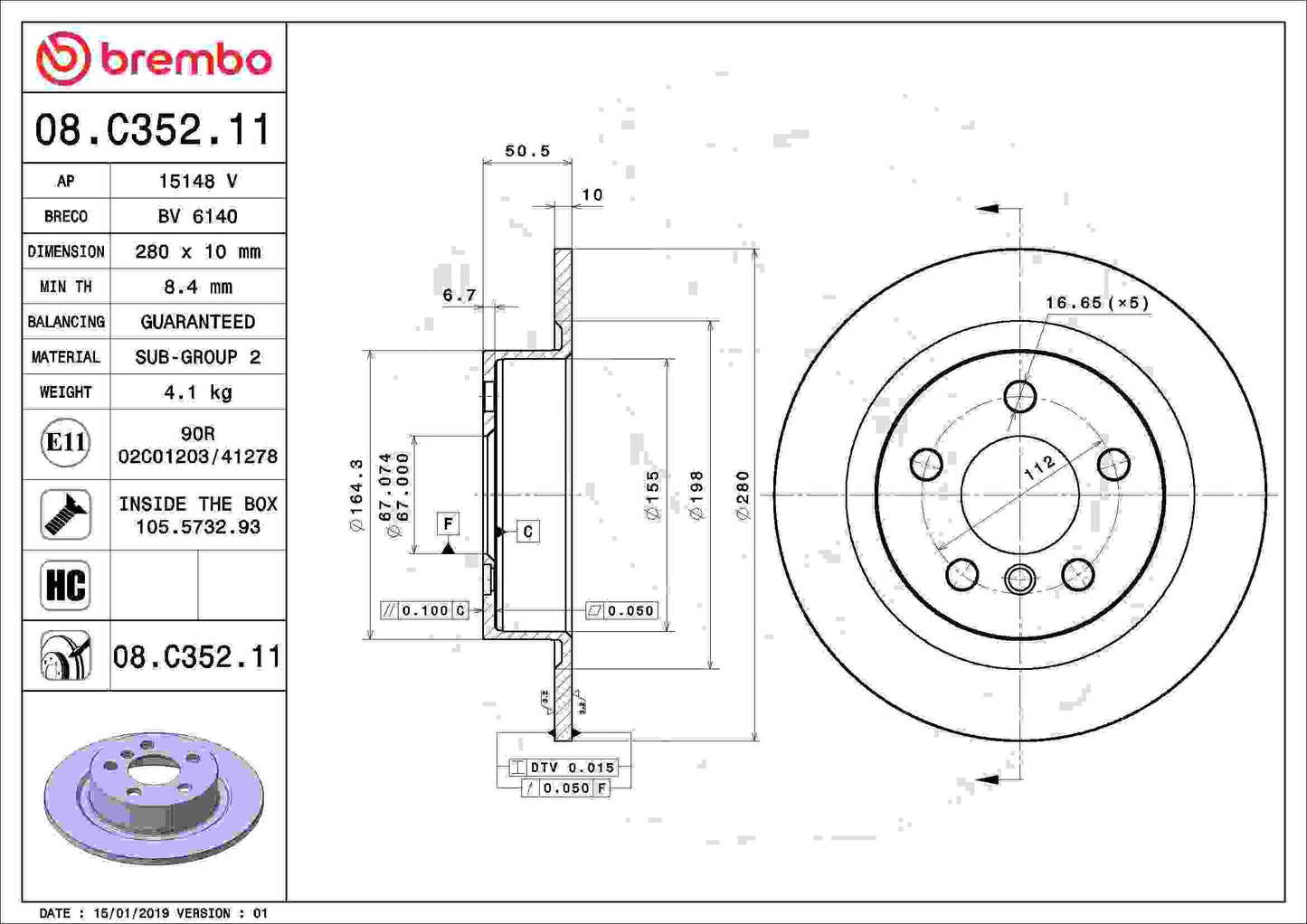 Brembo Disc Brake Rotor 08.C352.11