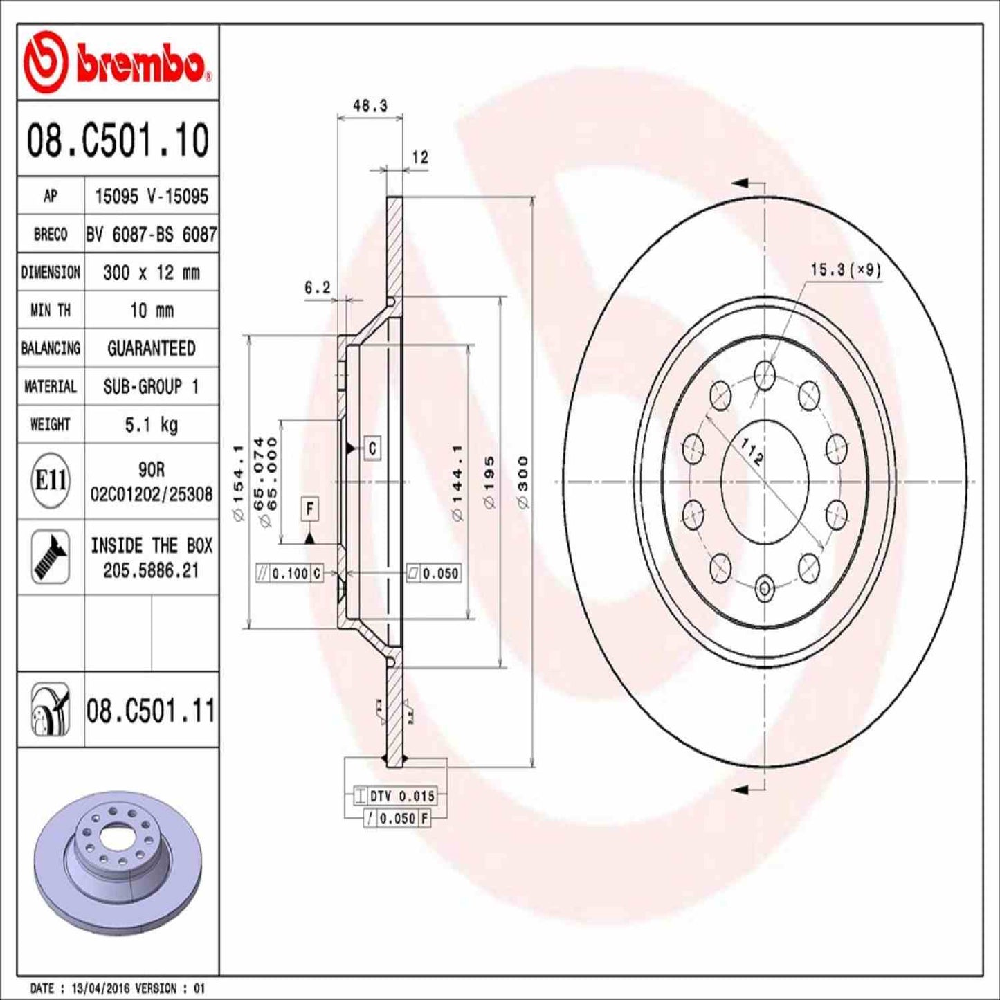 Brembo Disc Brake Rotor 08.C501.11