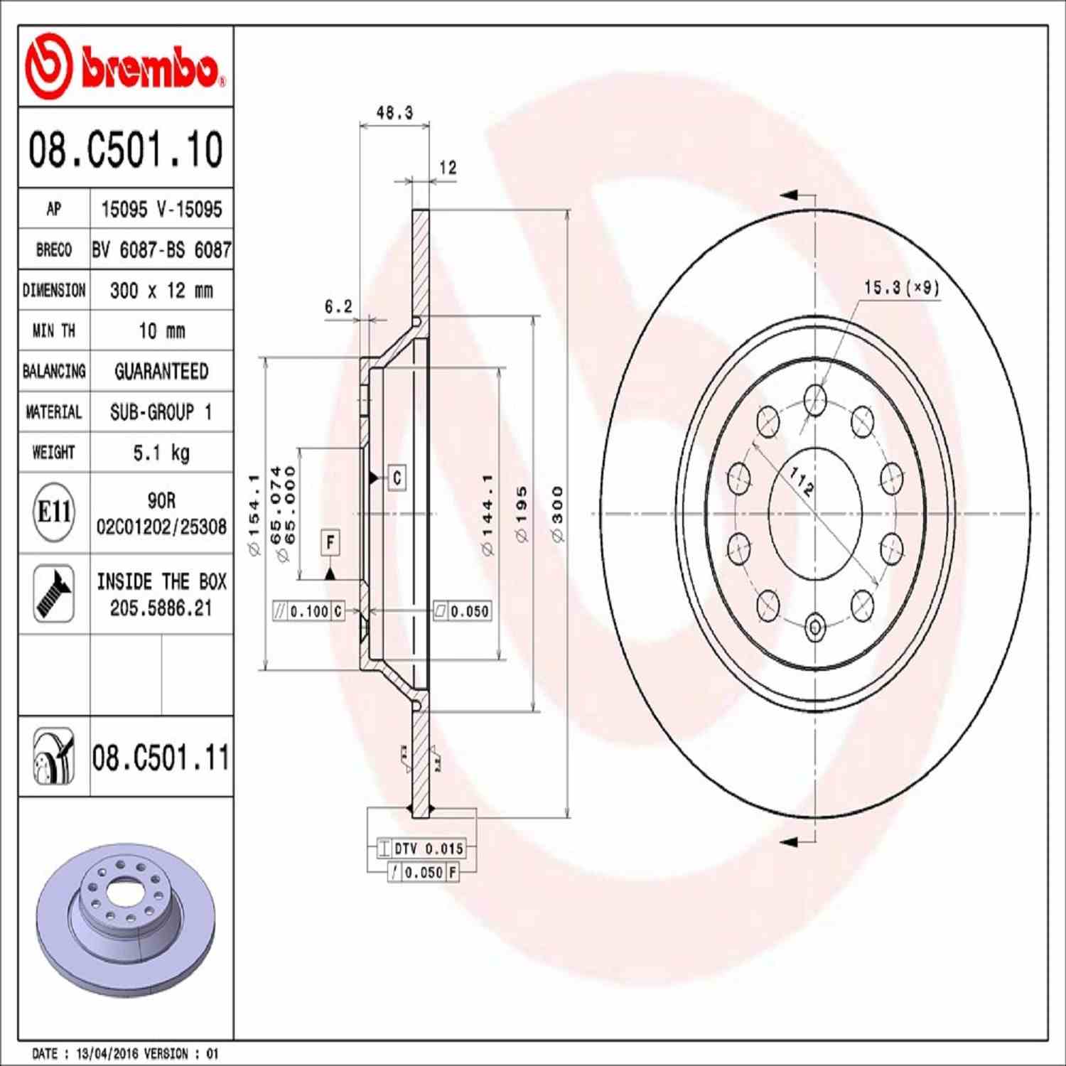 Brembo Disc Brake Rotor 08.C501.11