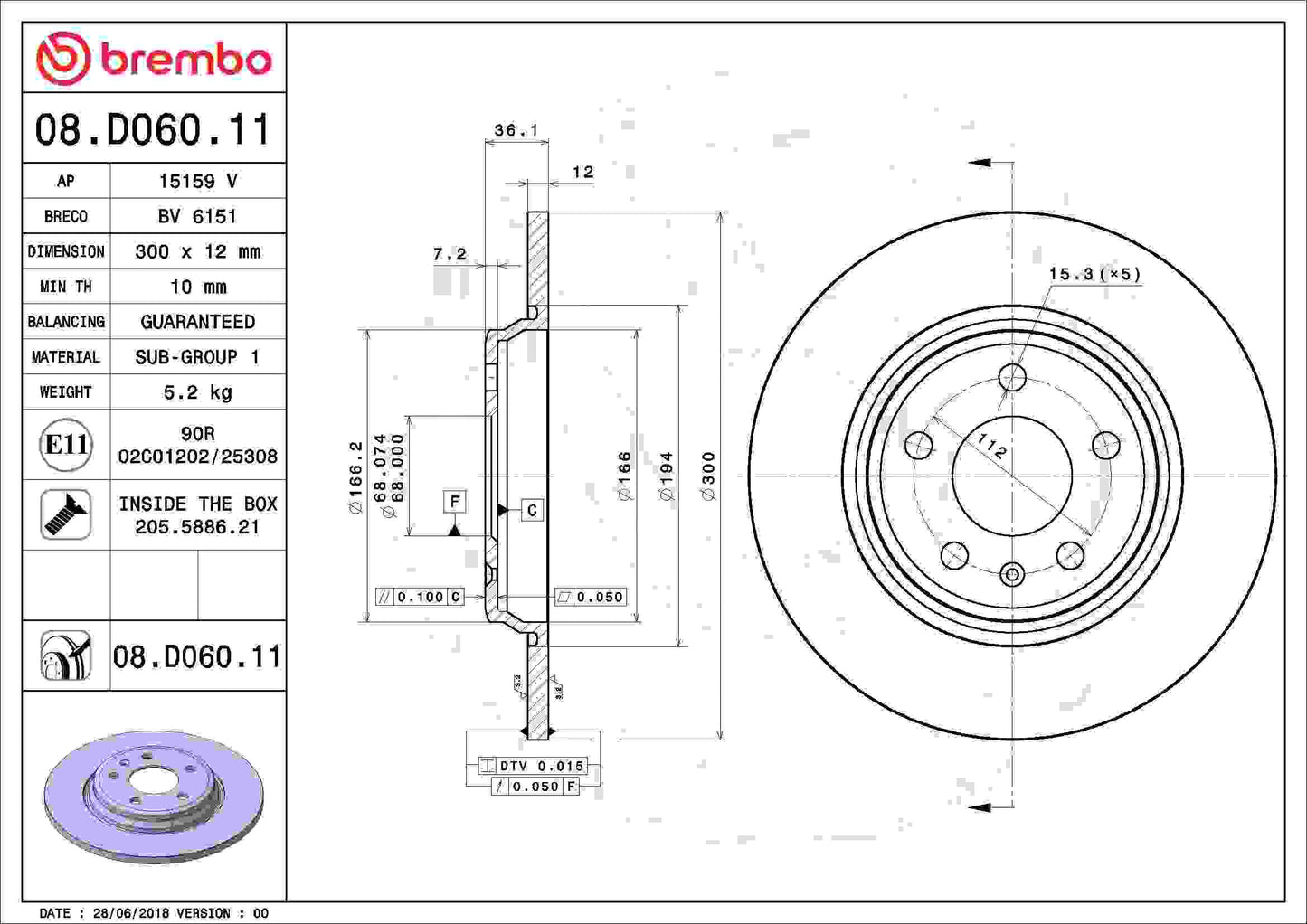 Brembo Disc Brake Rotor 08.D060.11