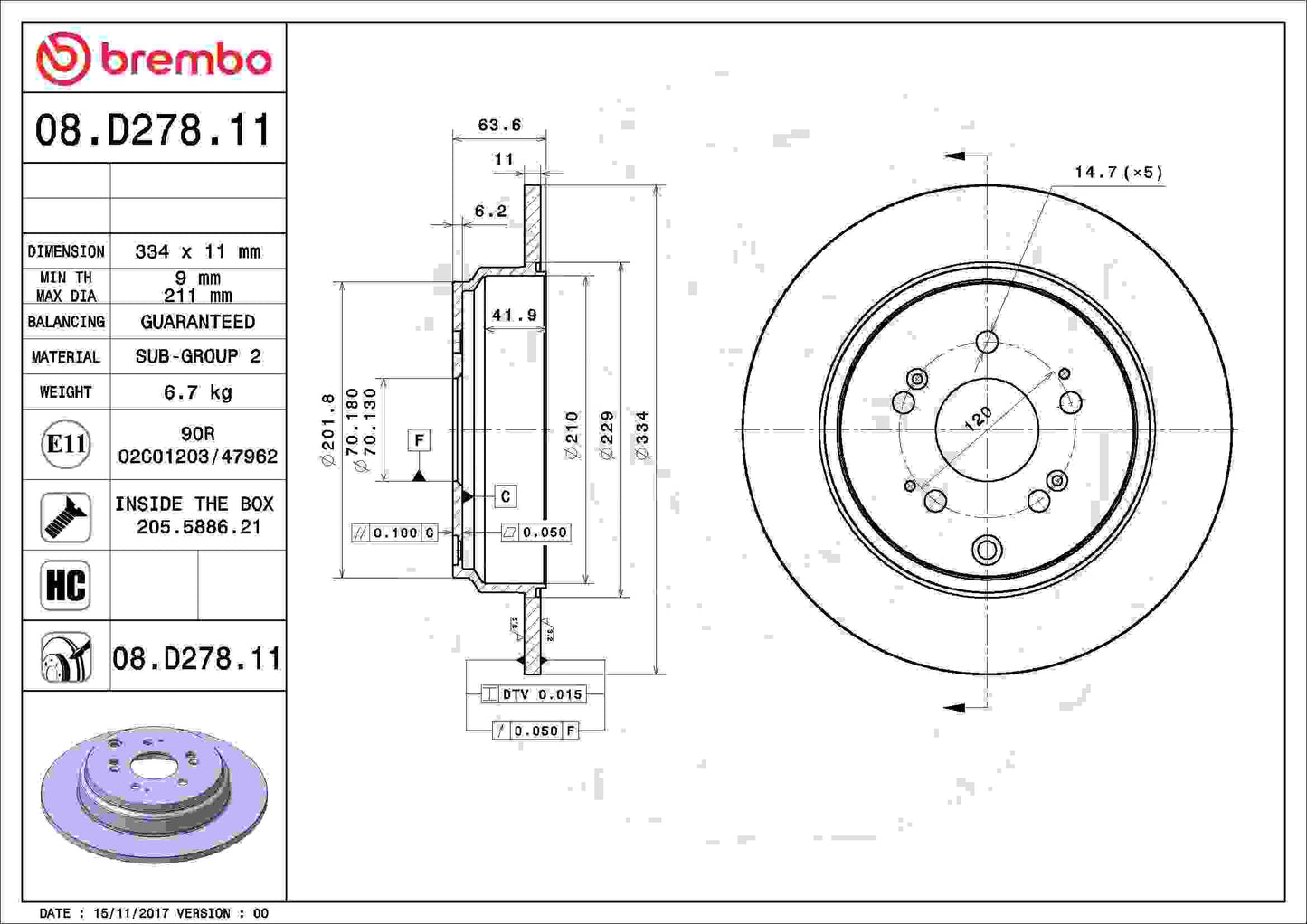 Brembo Disc Brake Rotor 08.D278.11