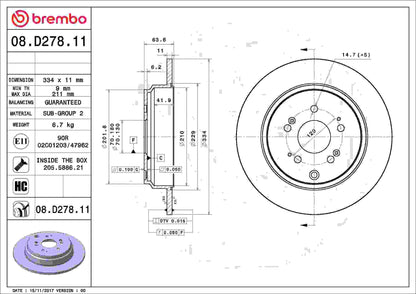 Brembo Disc Brake Rotor 08.D278.11