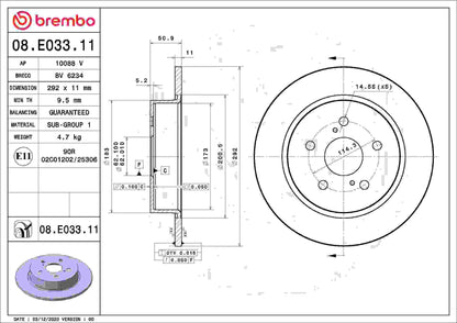 Brembo OE Brembo 18-22 Audi S4/S5/S5 Sportback/SQ5/21-22 SQ5 Sportback Front UV Coated Rotor 08.E033.11