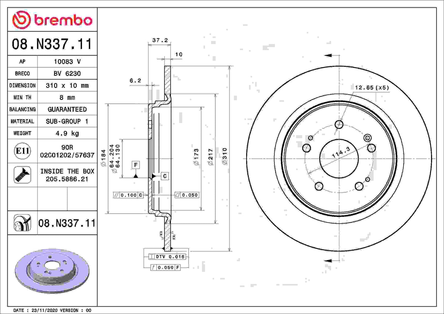 Brembo OE Brembo 21-22 Mercedes-Benz GLE53 AMG/2021 GLE63 AMG S/2021 GLS63 AMG Front Dual Cast Rotor 08.N337.11