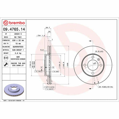 Brembo Disc Brake Rotor 09.4765.14