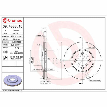 Brembo Disc Brake Rotor 09.4883.10