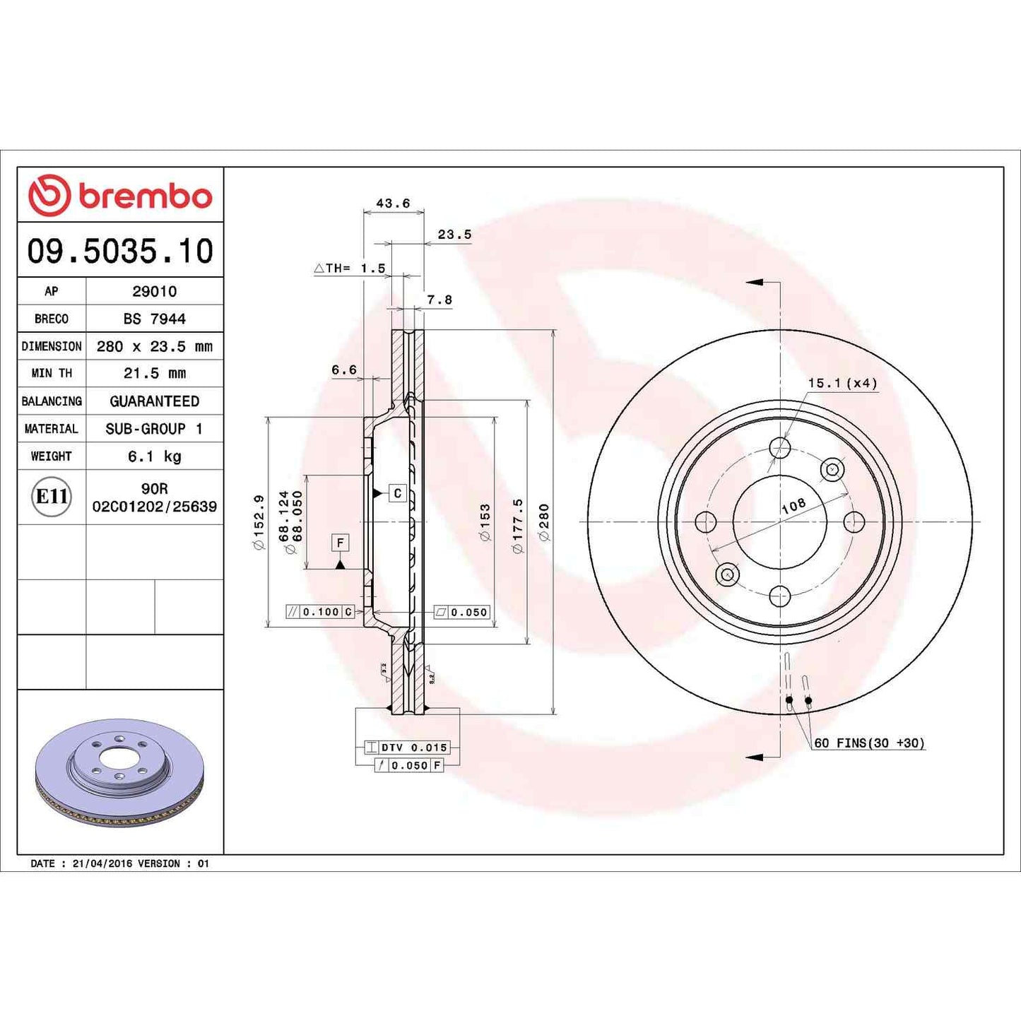 Brembo Disc Brake Rotor 09.5035.10