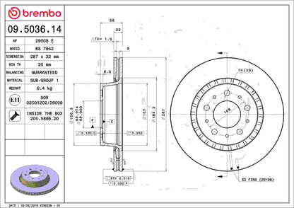 Brembo Disc Brake Rotor 09.5036.14