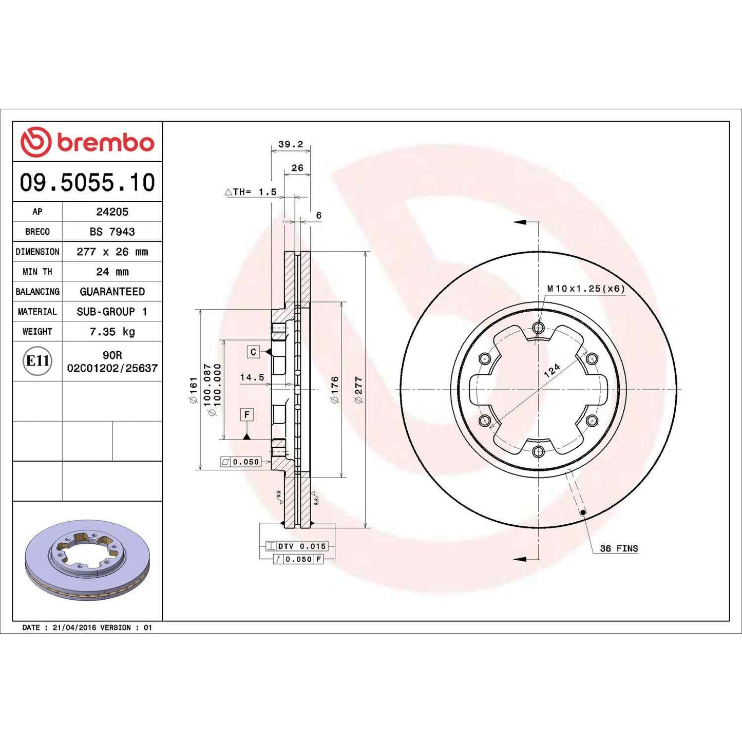 Brembo Disc Brake Rotor 09.5055.10