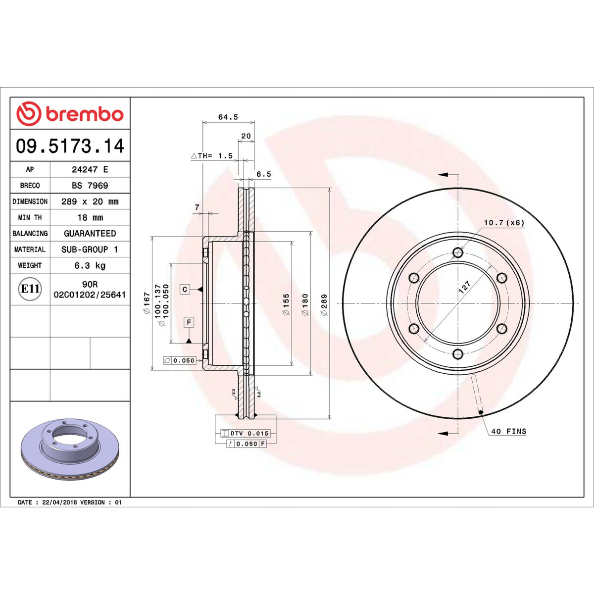 Brembo Disc Brake Rotor 09.5173.14