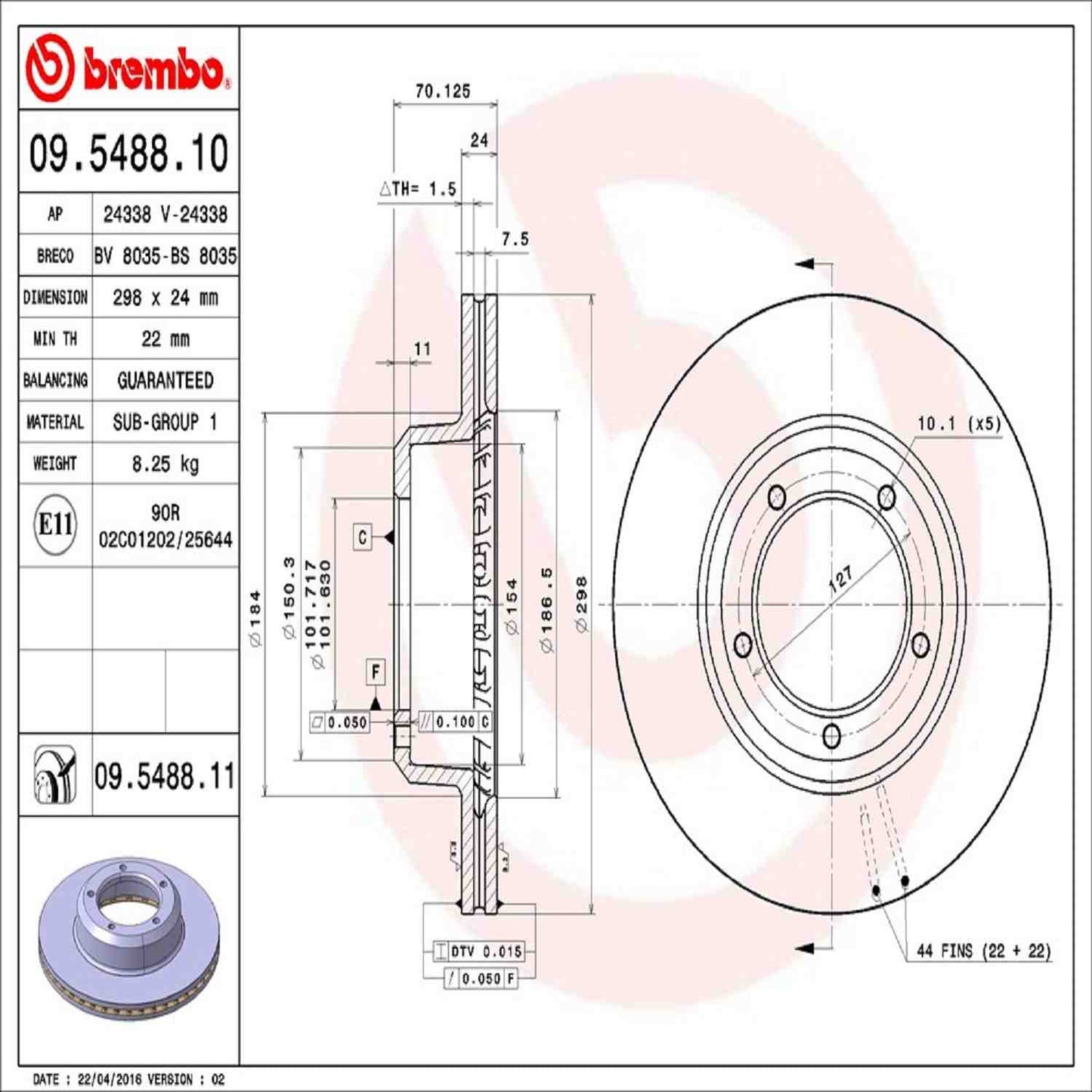 Brembo Disc Brake Rotor 09.5488.11