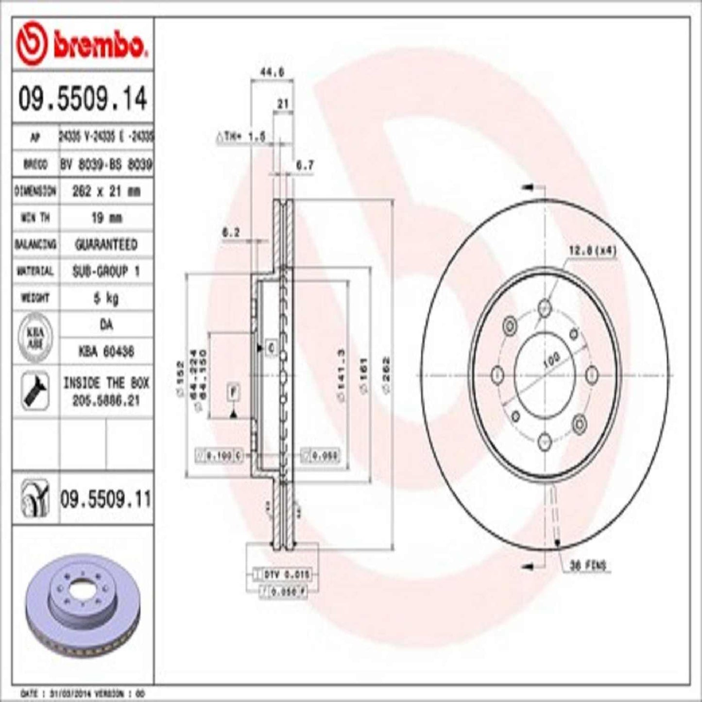 Brembo Disc Brake Rotor 09.5509.11