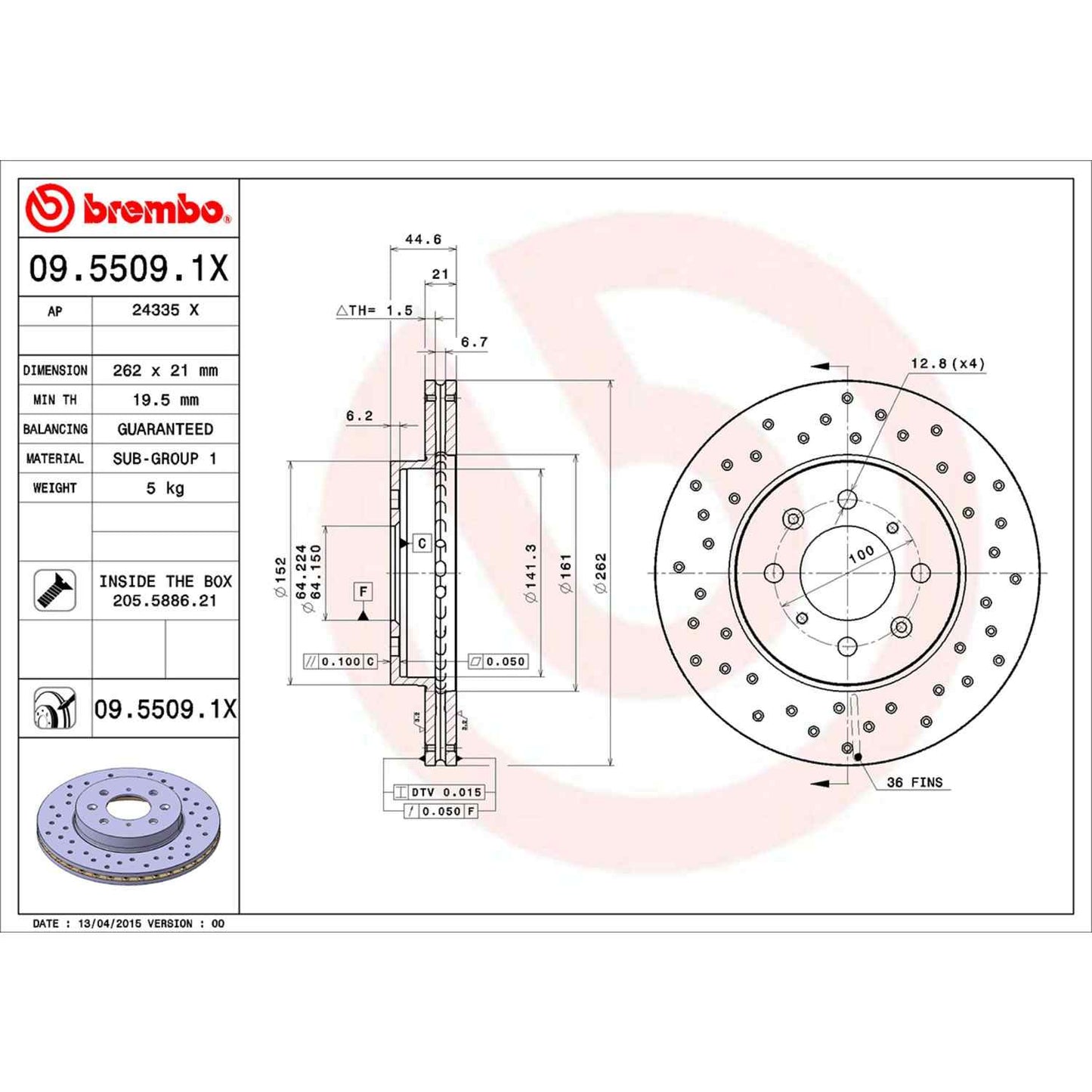 Brembo Disc Brake Rotor 09.5509.1X