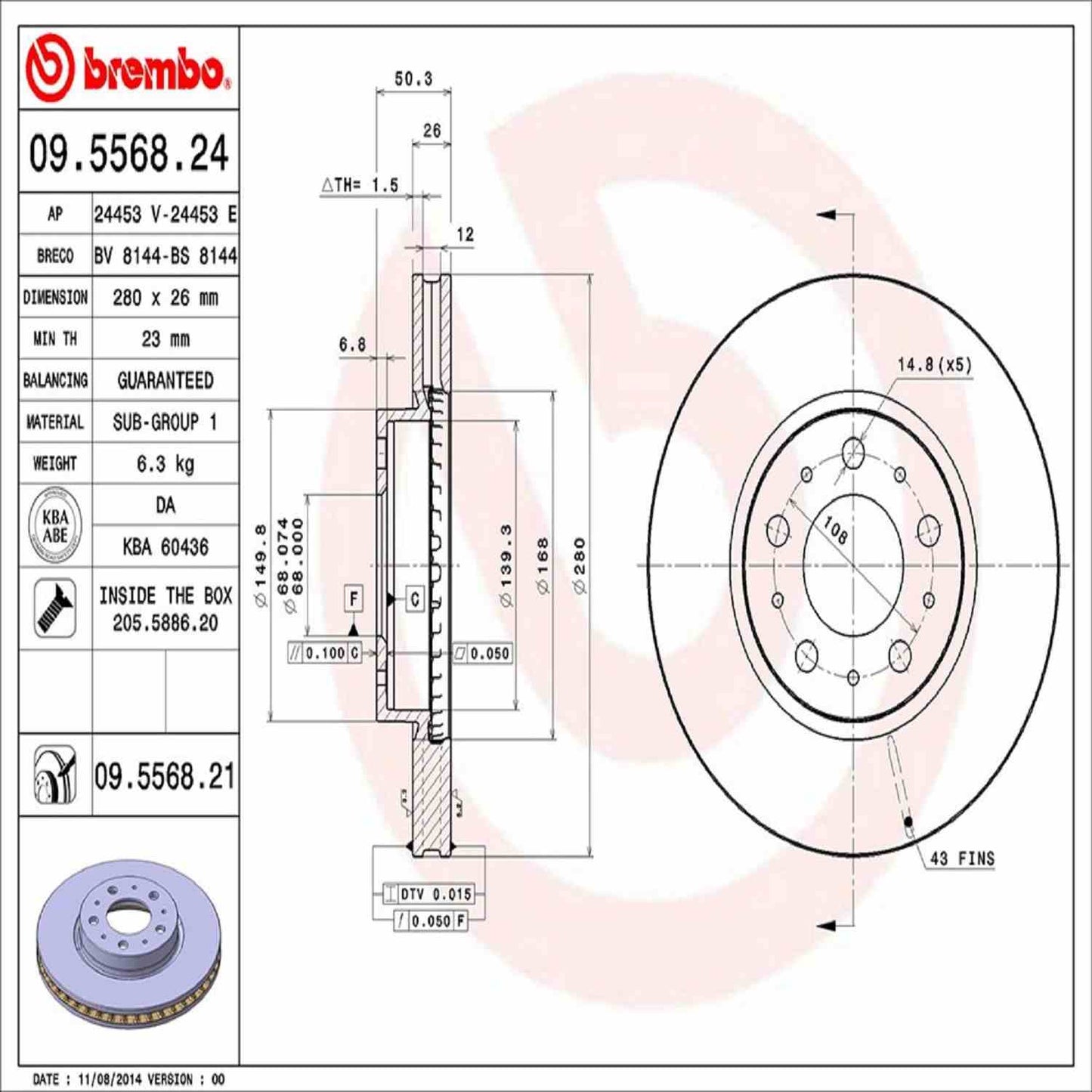 Brembo Disc Brake Rotor 09.5568.21