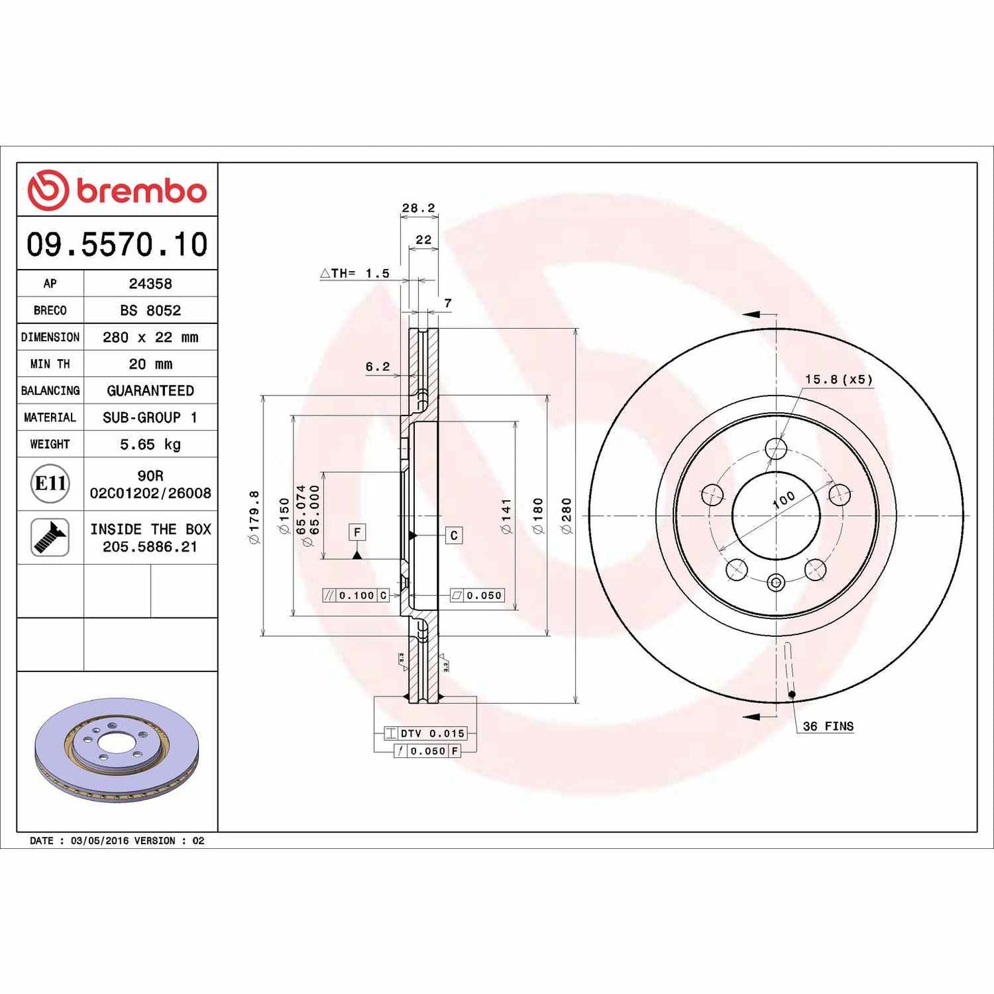 Brembo Disc Brake Rotor 09.5570.10