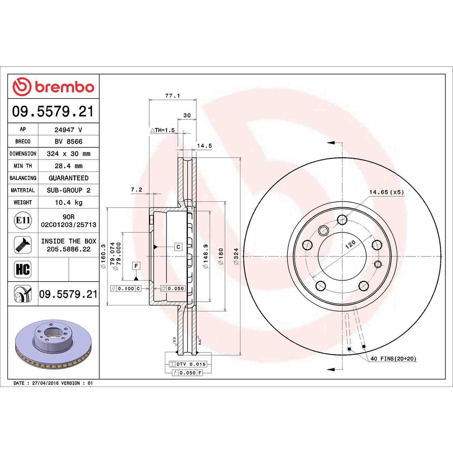 Brembo Disc Brake Rotor 09.5579.21