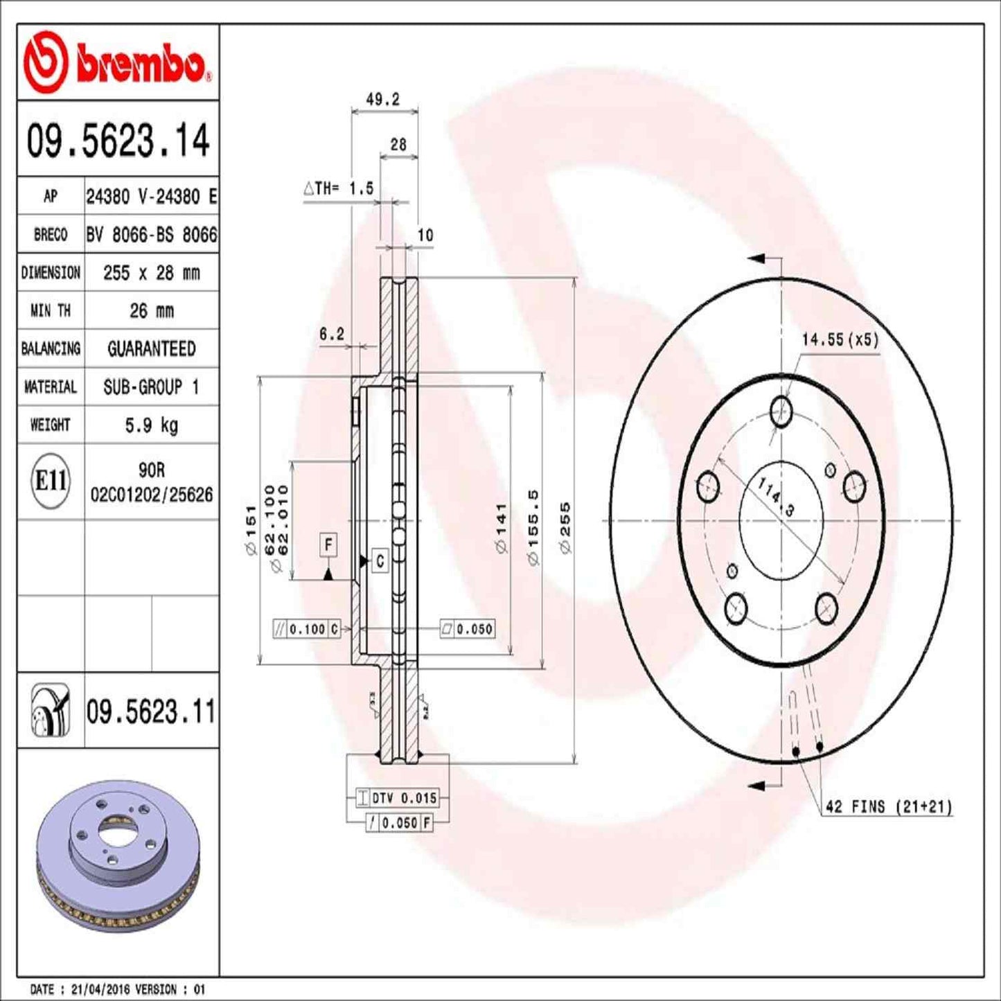 Brembo Disc Brake Rotor 09.5623.11
