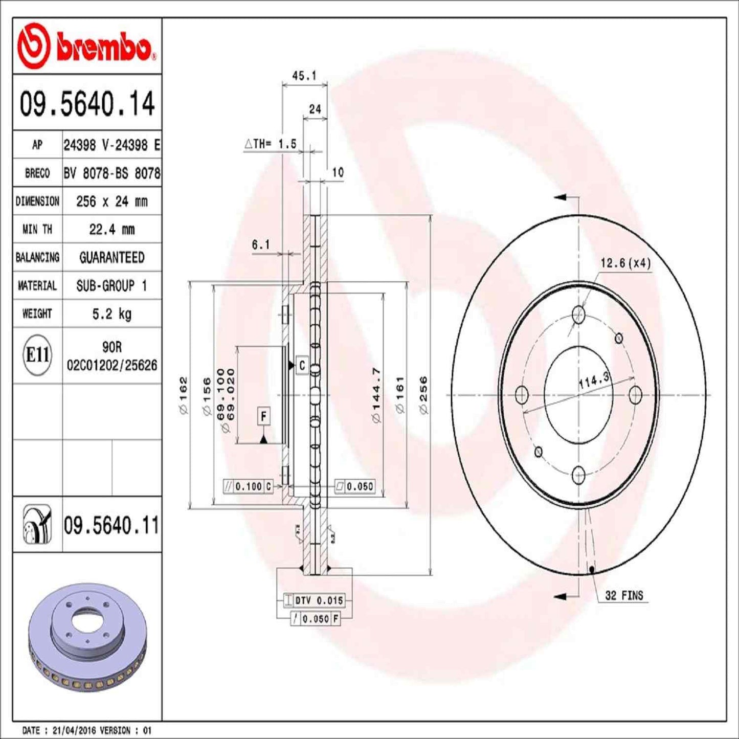 Brembo Disc Brake Rotor 09.5640.11
