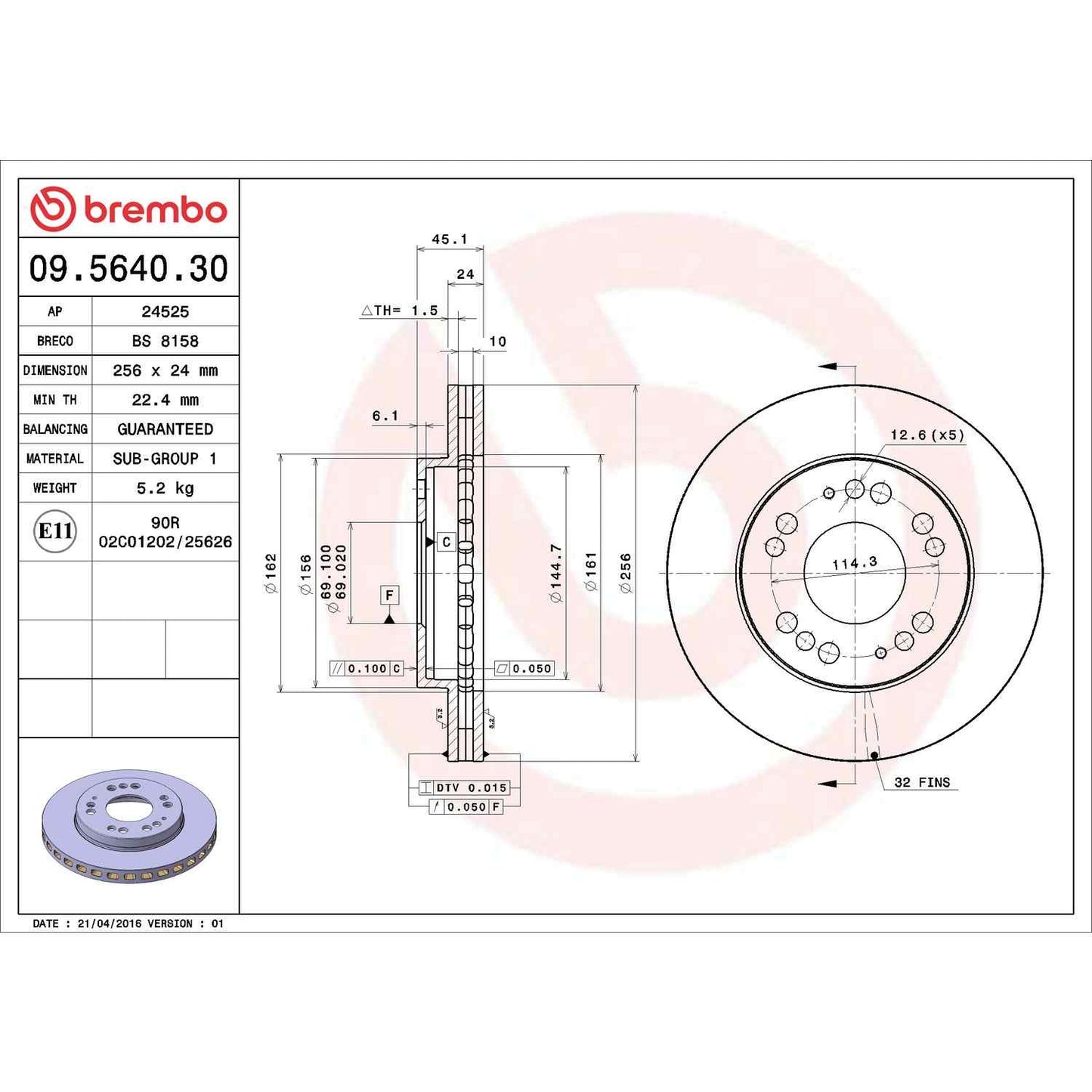 Brembo Disc Brake Rotor 09.5640.30