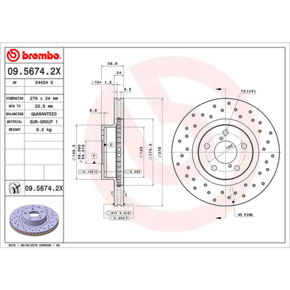 Brembo Disc Brake Rotor 09.5674.2X