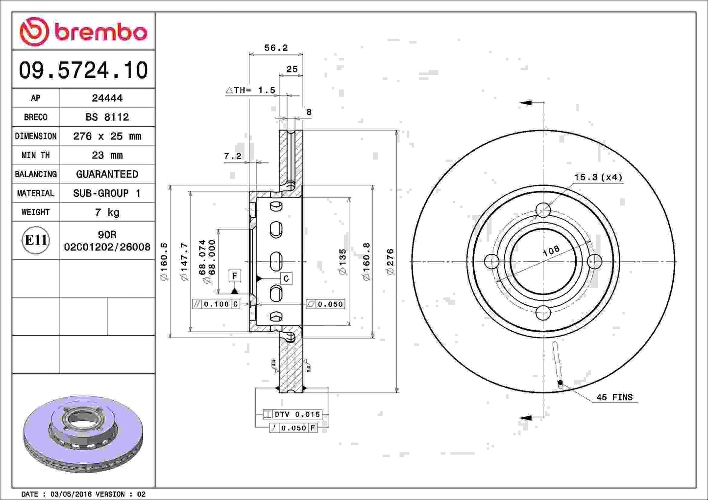 Brembo Disc Brake Rotor 09.5724.10