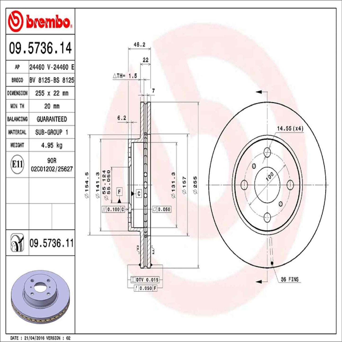 Brembo Disc Brake Rotor 09.5736.11