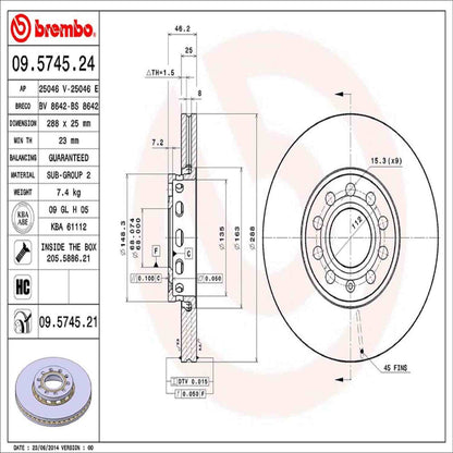 Brembo Disc Brake Rotor 09.5745.21