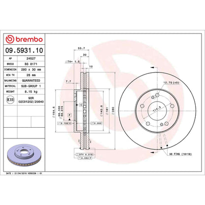 Brembo Disc Brake Rotor 09.5931.10