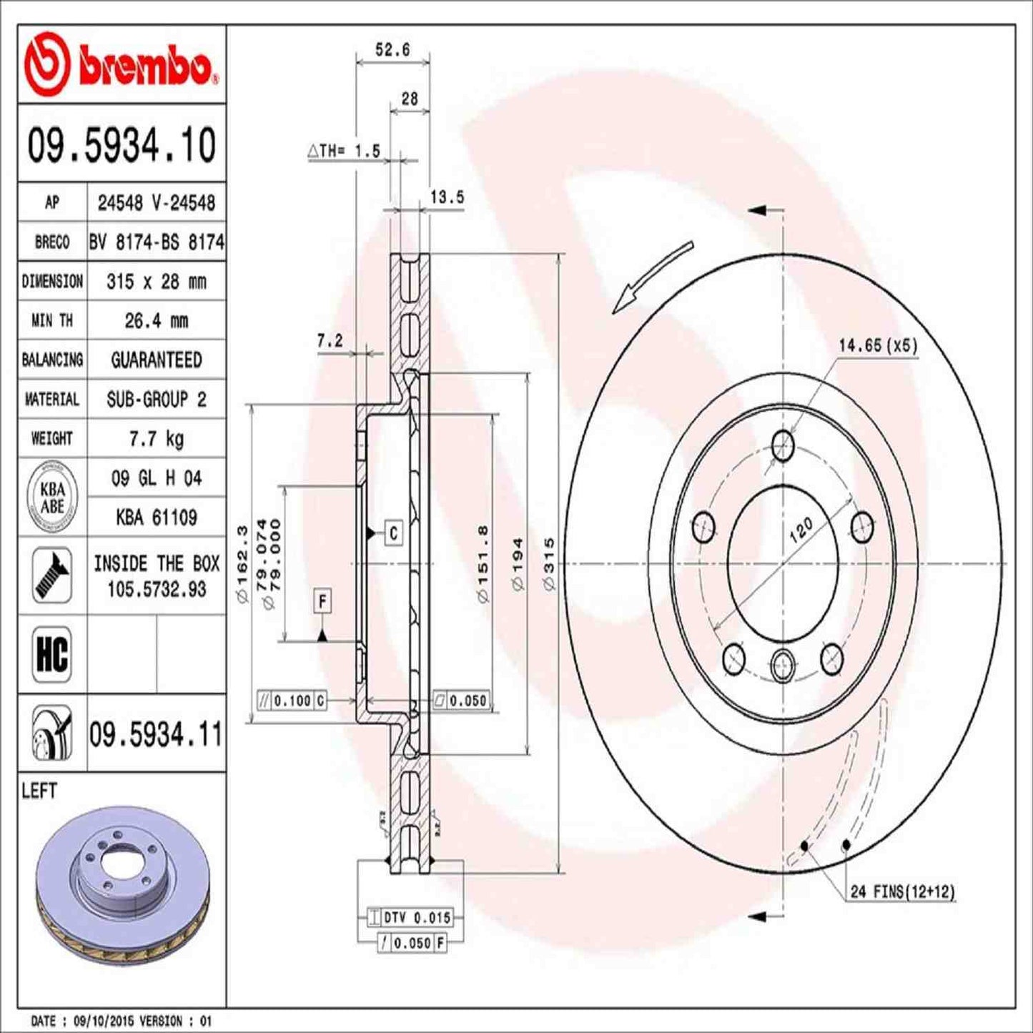 Brembo Disc Brake Rotor 09.5934.11