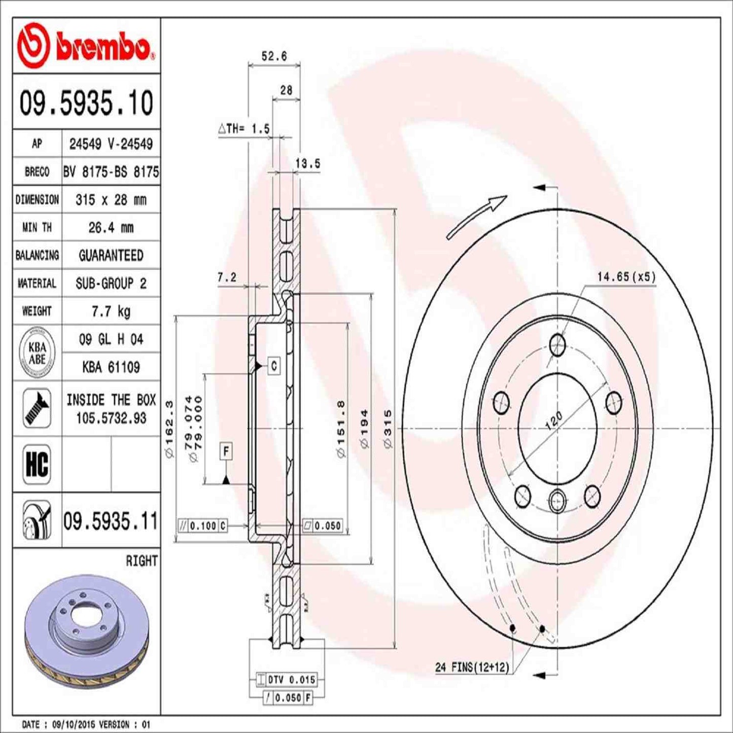 Brembo Disc Brake Rotor 09.5935.11