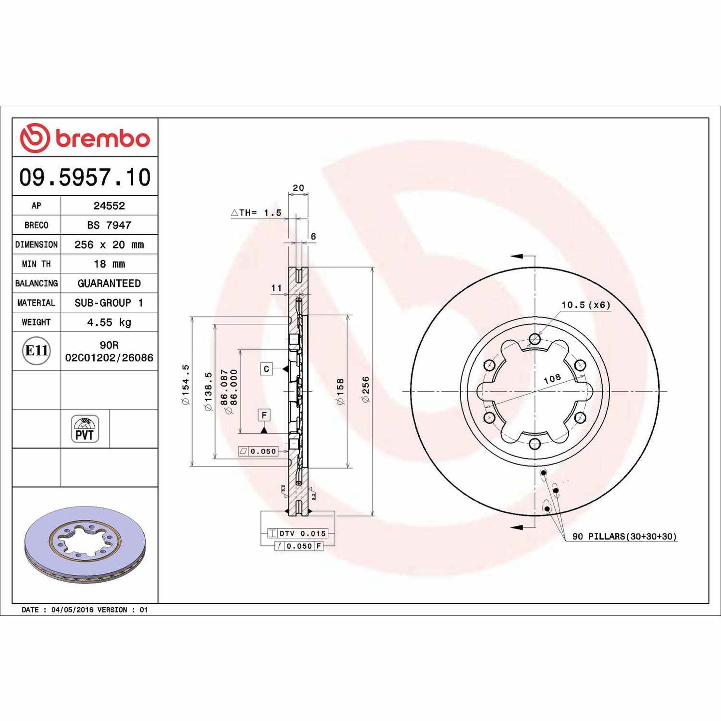 Brembo OE Brembo 86-87 Mazda B2000/87-93 B2200/87-93 B2600 Front Premium OE Equivalent Rotor 09.5957.10