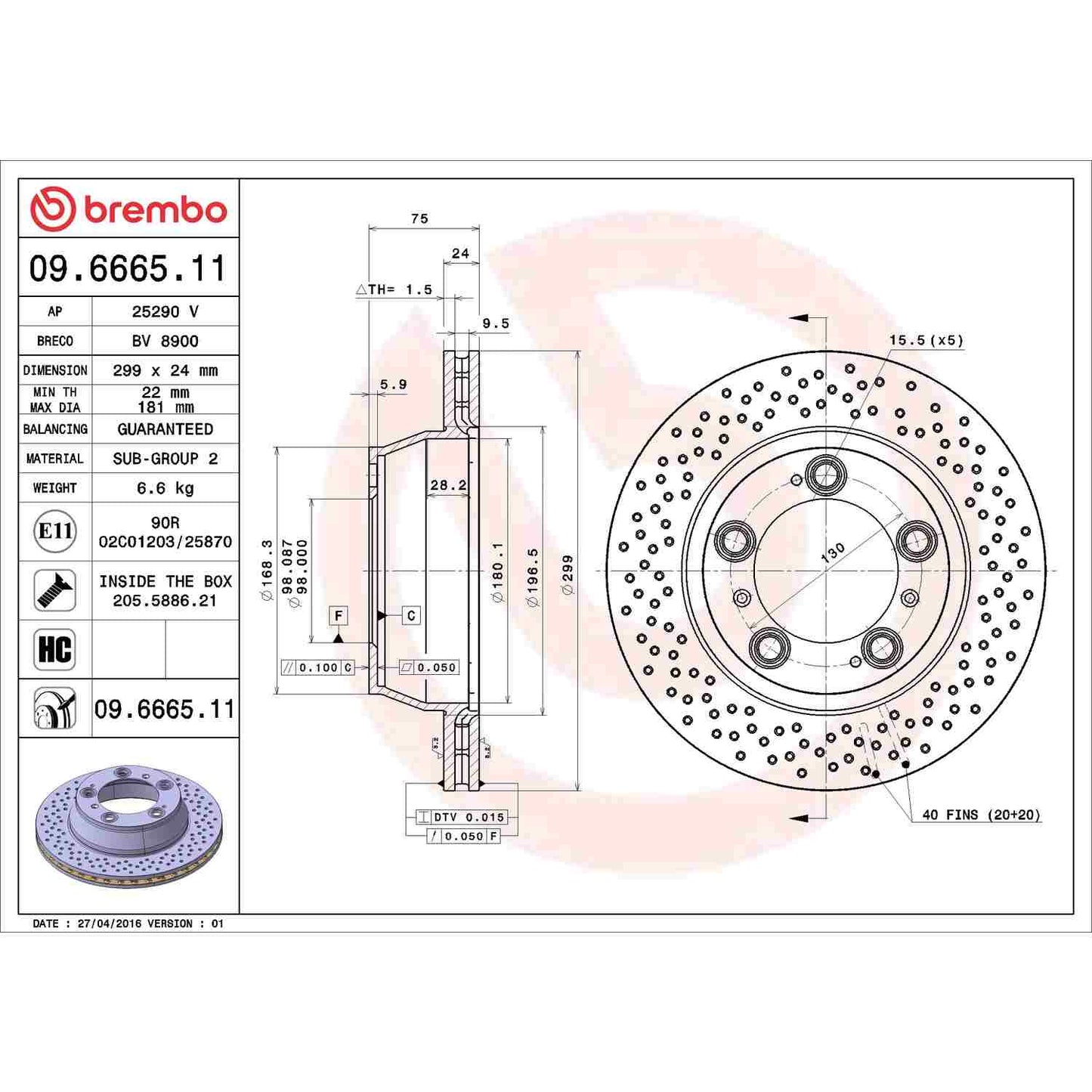 Brembo Disc Brake Rotor 09.6665.11