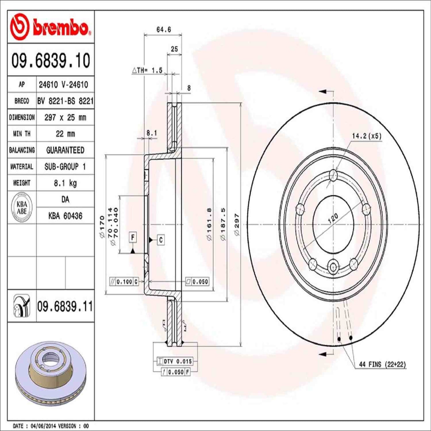 Brembo Disc Brake Rotor 09.6839.11