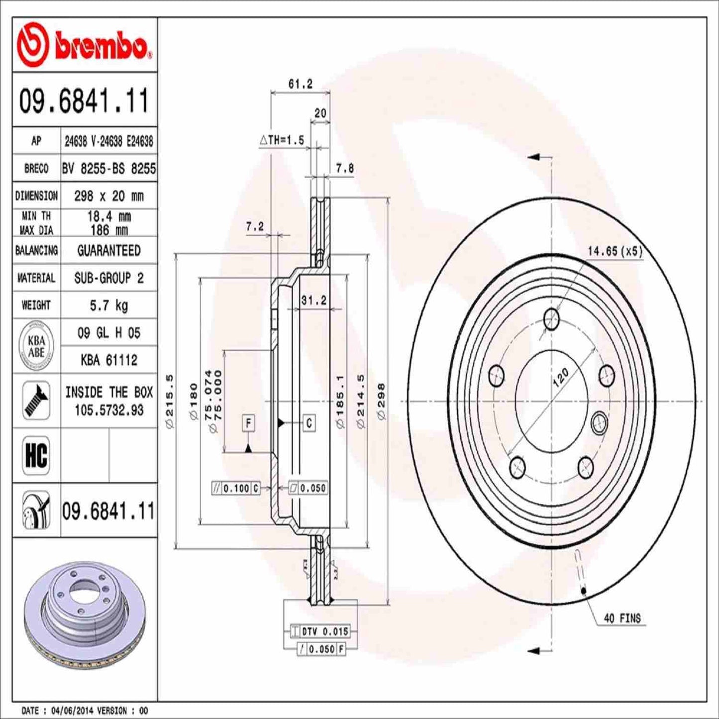 Brembo Disc Brake Rotor 09.6841.11