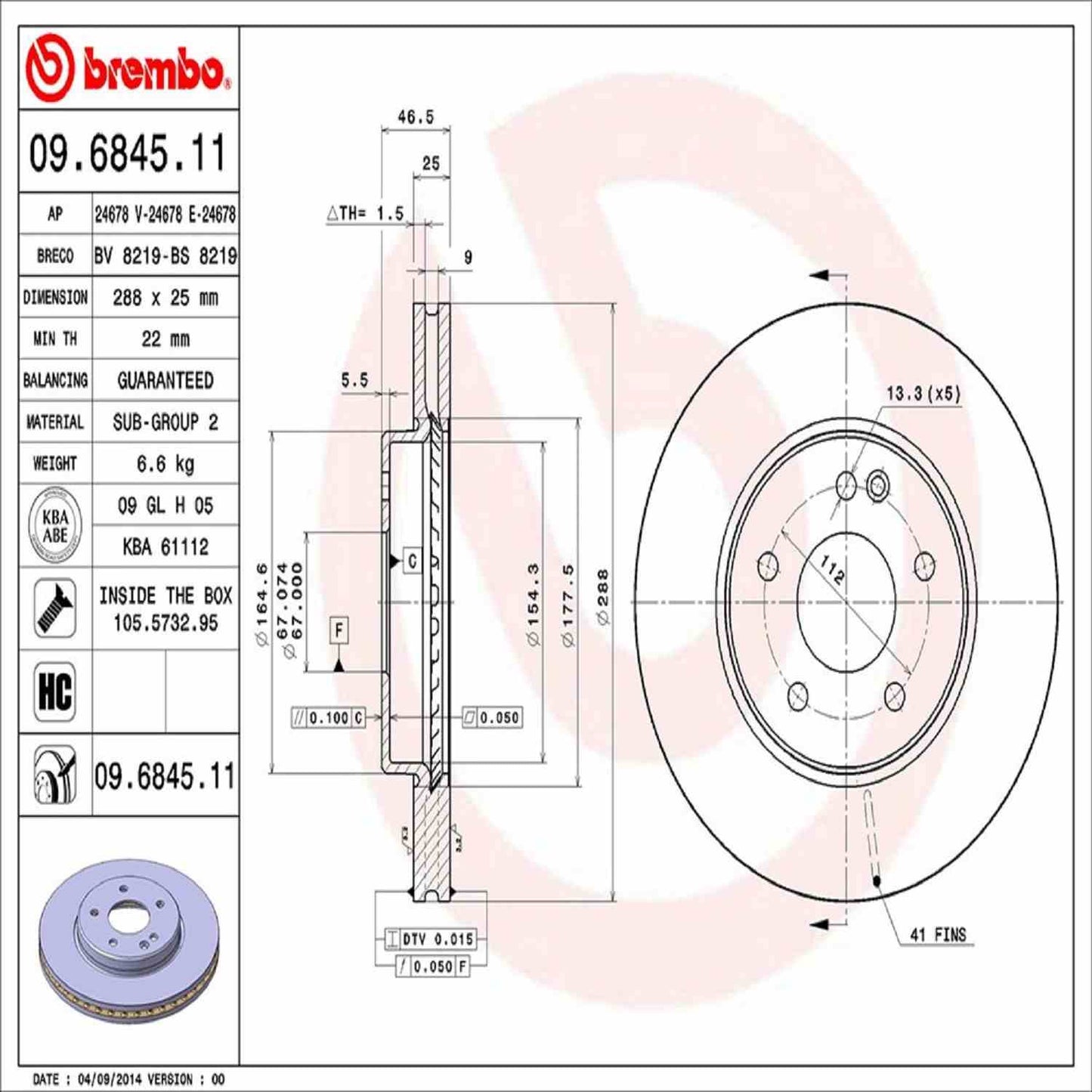 Brembo Disc Brake Rotor 09.6845.11