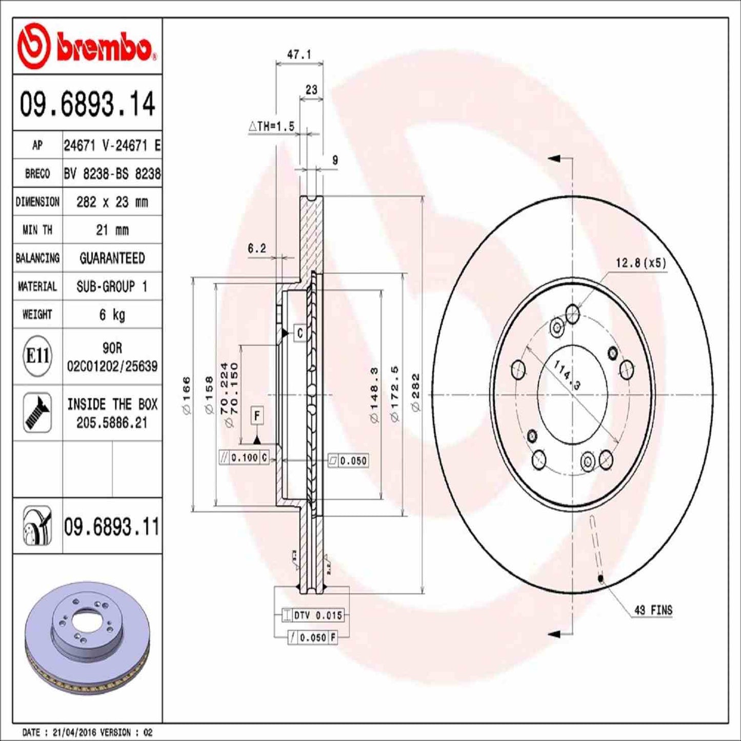 Brembo Disc Brake Rotor 09.6893.11