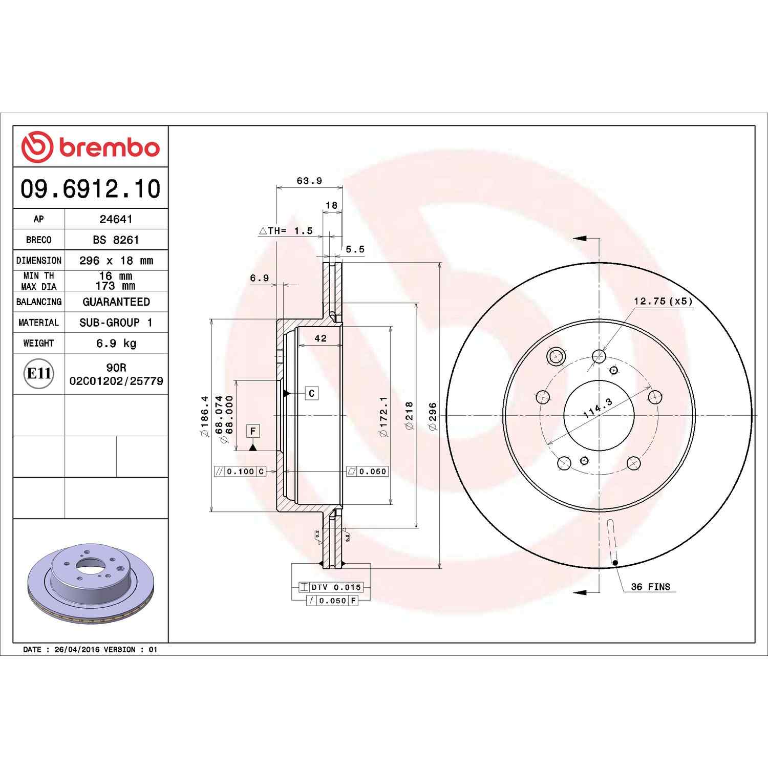 Brembo Disc Brake Rotor 09.6912.10