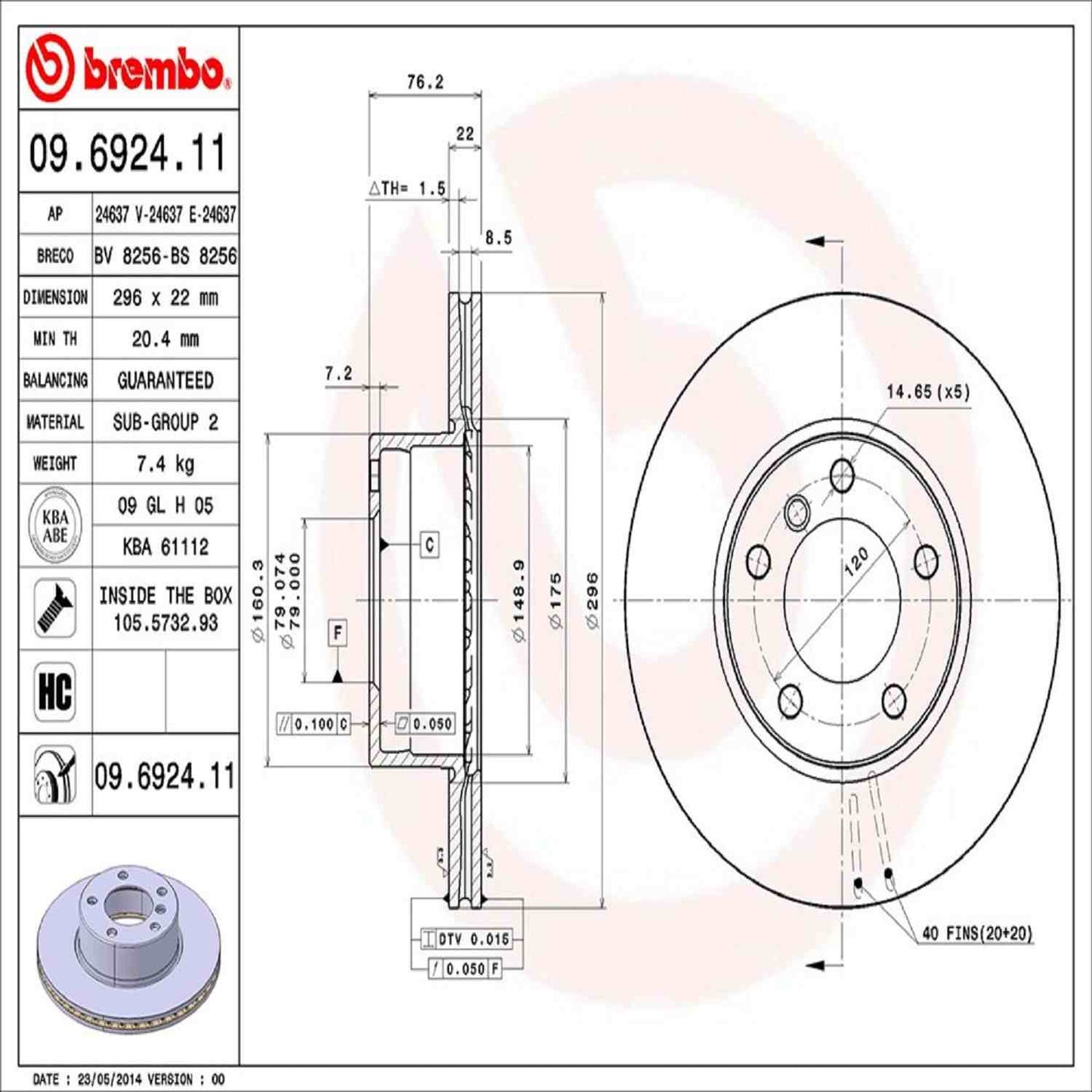 Brembo Disc Brake Rotor 09.6924.11